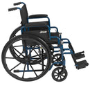 Blue Streak Wheelchair with Flip Back Desk Arms, Swing Away Footrests, 18" Seat