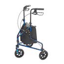 3 Wheel Rollator Rolling Walker with Basket Tray and Pouch, Flame Blue