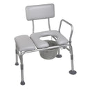 Padded Seat Transfer Bench with Commode Opening