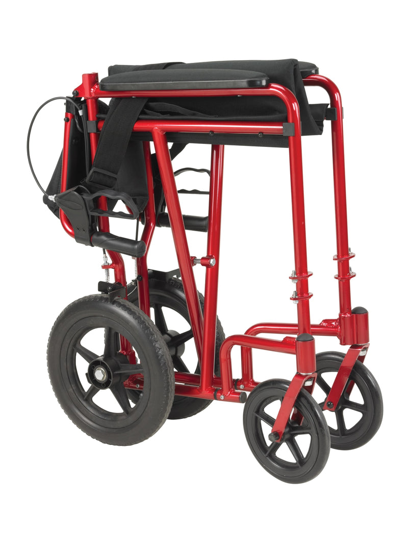 Lightweight Expedition Transport Wheelchair with Hand Brakes, Red
