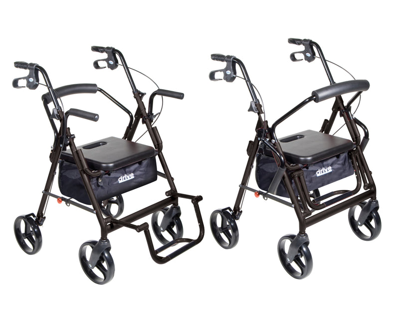 Duet Dual Function Transport Wheelchair Rollator Rolling Walker, Black