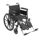 Cruiser X4 Lightweight Dual Axle Wheelchair with Adjustable Detachable Arms, Full Arms, Elevating Leg Rests, 18" Seat