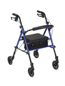 Adjustable Height Rollator Rolling Walker with 6" Wheels, Blue