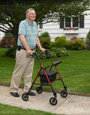 Adjustable Height Rollator Rolling Walker with 6" Wheels, Red