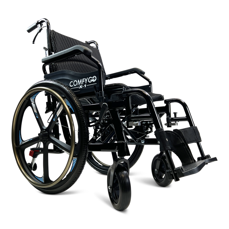 X-1 ComfyGO Lightweight Manual Wheelchair with Quick-Detach Wheels