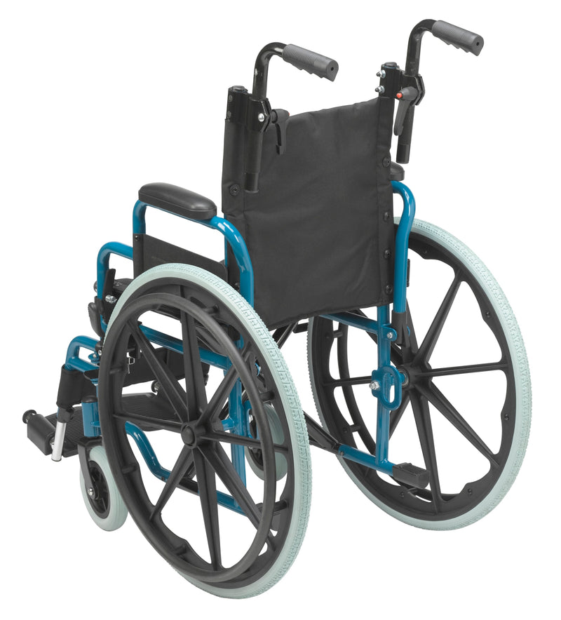 Wallaby Pediatric Folding Wheelchair, 14", Jet Fighter Blue
