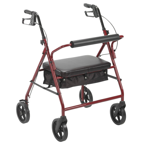 Bariatric Rollator Rolling Walker with 8" Wheels, Red