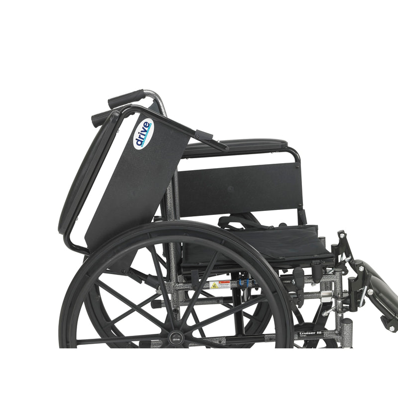 Cruiser III Light Weight Wheelchair with Flip Back Removable Arms, Full Arms, Elevating Leg Rests, 18" Seat