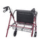 Heavy Duty Bariatric Rollator Rolling Walker with Large Padded Seat, Red