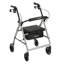 Rollator Rolling Walker with 6" Wheels, Fold Up Removable Back Support and Padded Seat, Silver