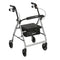 Rollator Rolling Walker with 6" Wheels, Fold Up Removable Back Support and Padded Seat, Silver