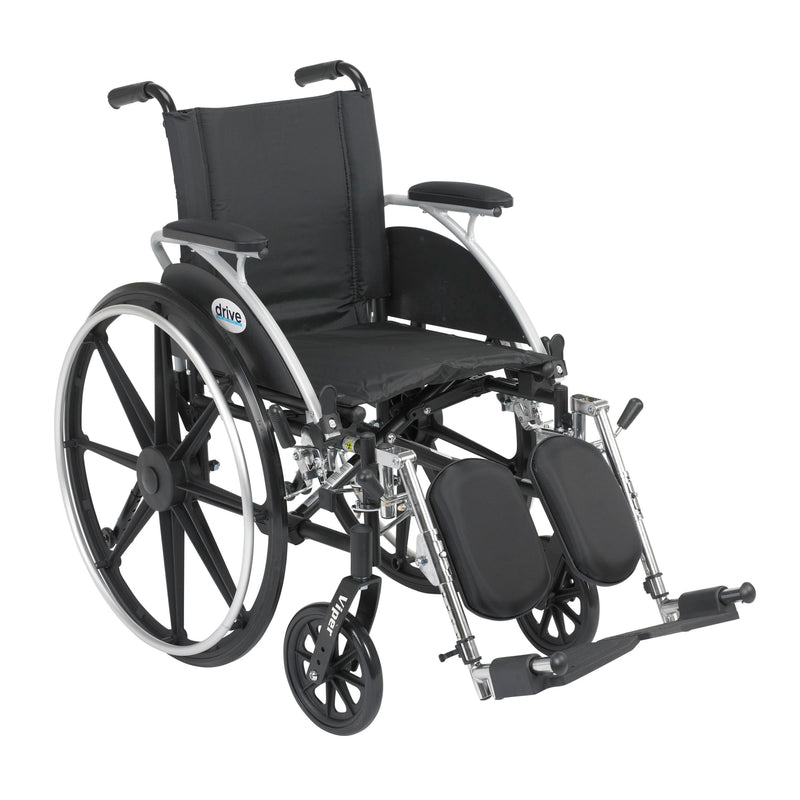 Viper Wheelchair with Flip Back Removable Arms, Desk Arms, Elevating Leg Rests, 12" Seat