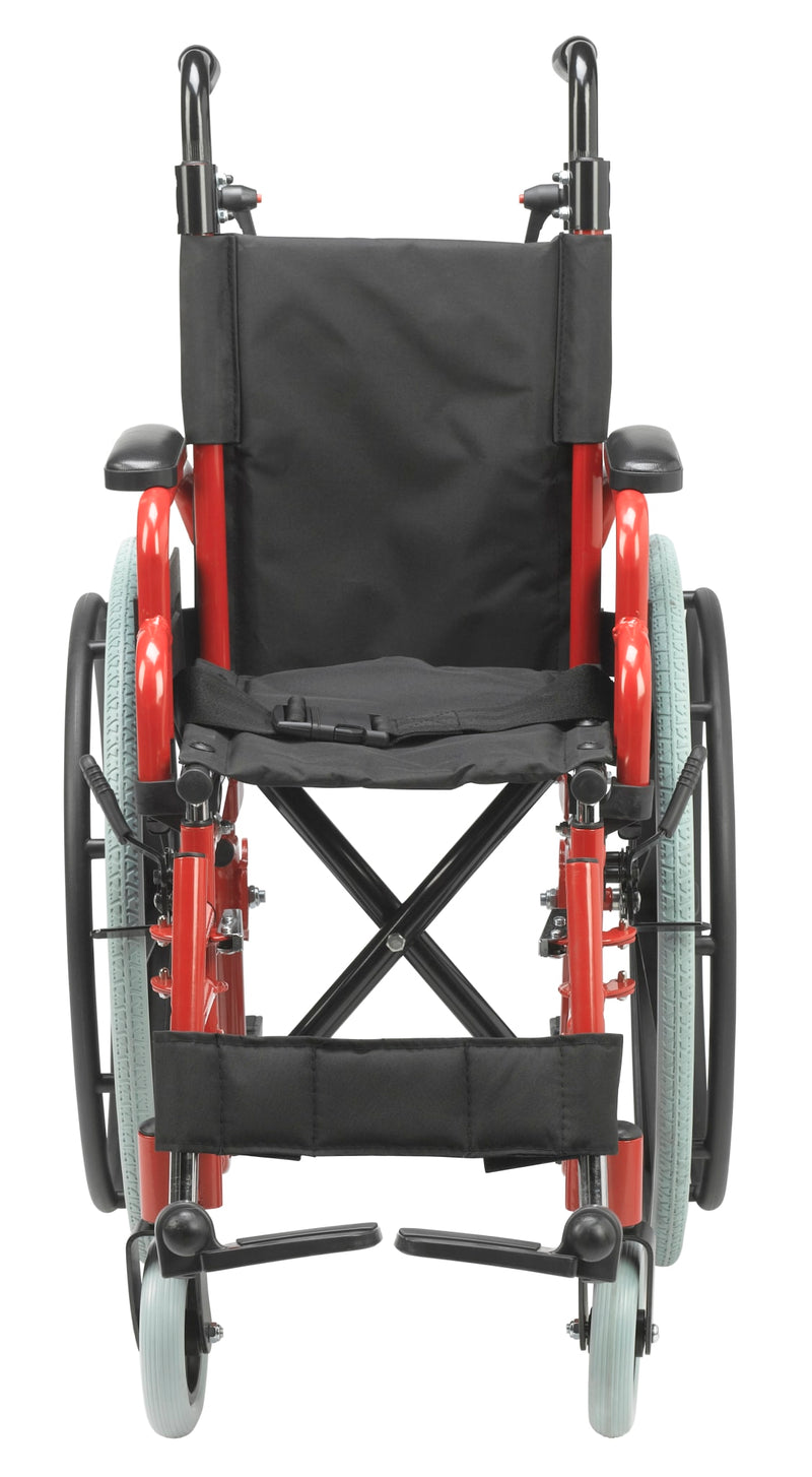 Wallaby Pediatric Folding Wheelchair, 12", Fire Truck Red