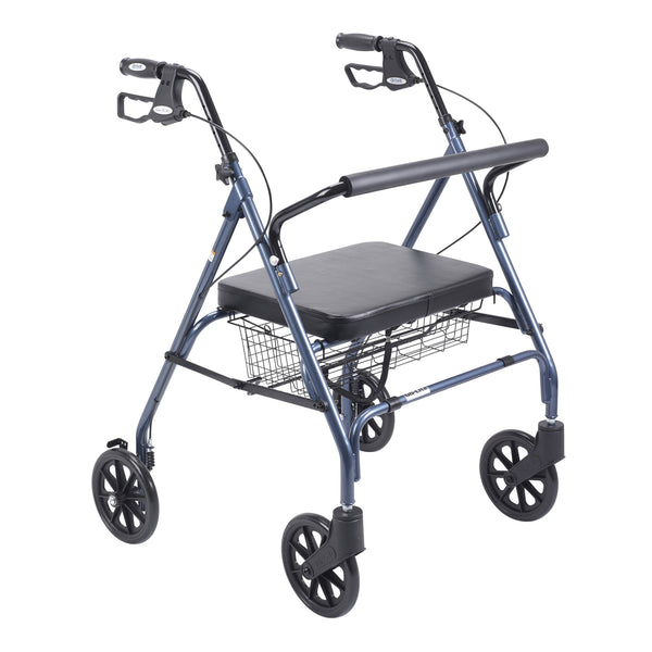Heavy Duty Bariatric Rollator Rolling Walker with Large Padded Seat, Blue