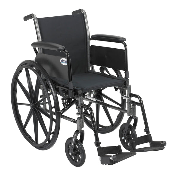 Cruiser III Light Weight Wheelchair with Flip Back Removable Arms, Full Arms, Swing away Footrests, 18" Seat