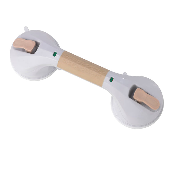 Suction Cup Grab Bar, 12", White and Beige