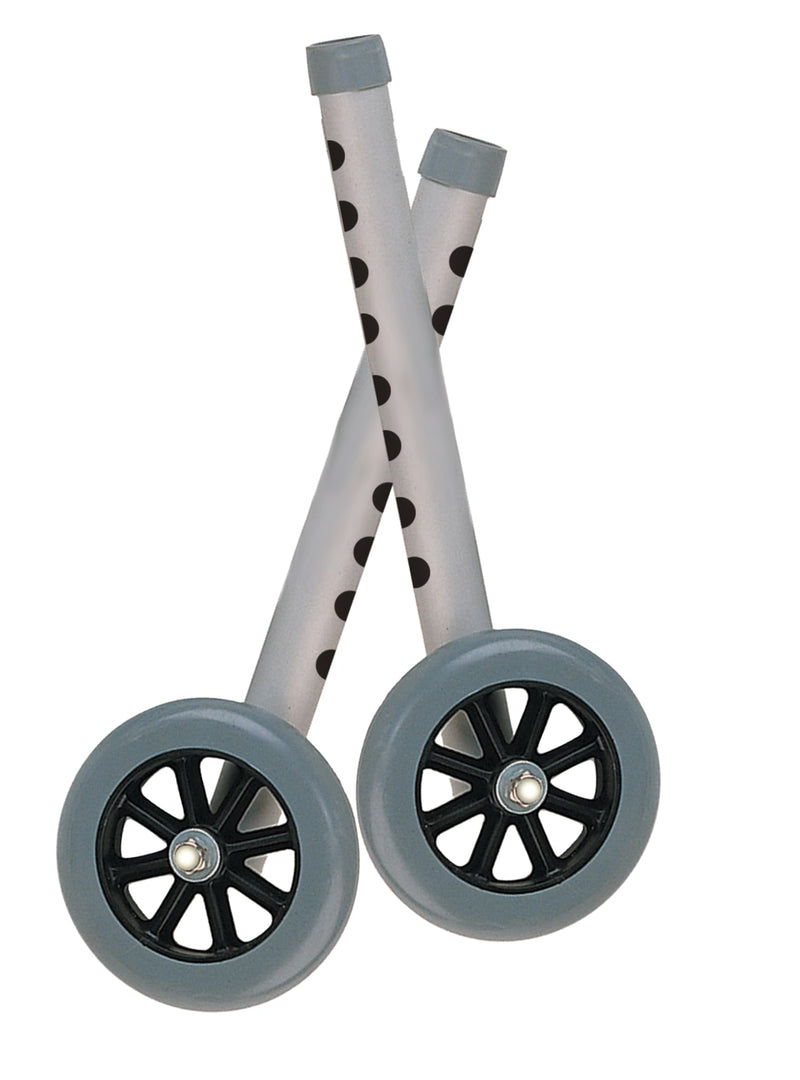 Walker Wheels with Two Sets of Rear Glides, for Use with Universal Walker, 5", Gray, 1 Pair
