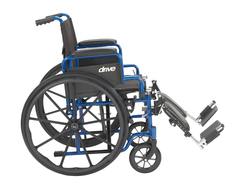 Drive Medical Blue Streak Wheelchair with Flip Back Desk Arms, Elevating Leg Rests, 16 Seat