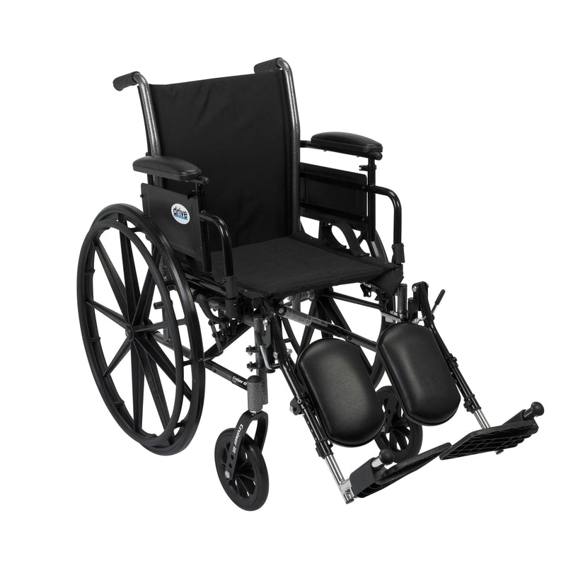 Cruiser III Light Weight Wheelchair with Flip Back Removable Arms, Adjustable Height Desk Arms, Elevating Leg Rests, 16"