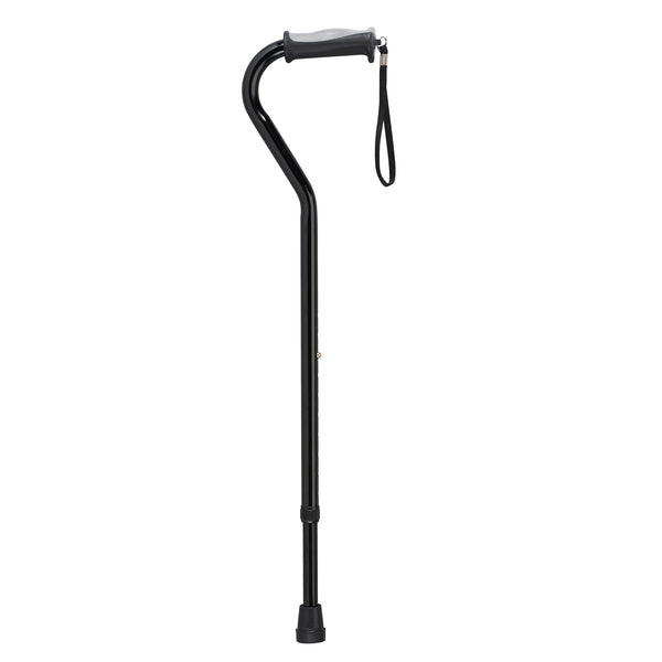 Adjustable Height Offset Handle Cane with Gel Hand Grip, Black