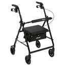 Rollator Walker with 6" Wheels, Fold Up Removable Back Support and Padded Seat, Black
