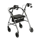 Rollator Rolling Walker with 6" Wheels, Fold Up Removable Back Support and Padded Seat, Silver