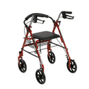 Four Wheel Rollator Rolling Walker with Fold Up Removable Back Support, Red
